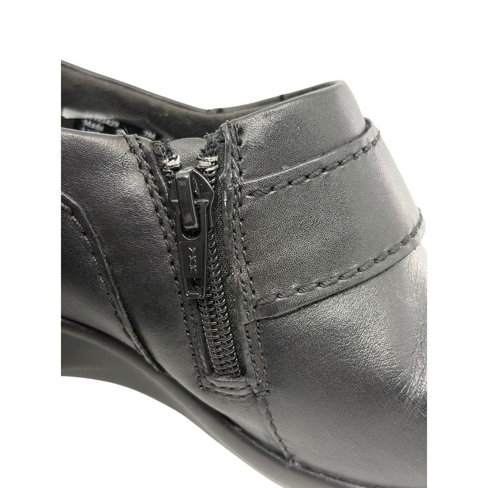 Clarks Collection Womens‎ Black Leather Side Zip Heeled Loafers Shoes Size 7M - Picture 7 of 11